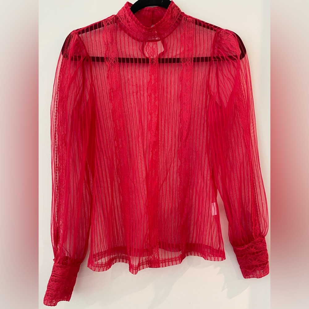 Shein Sheer Red Blouse